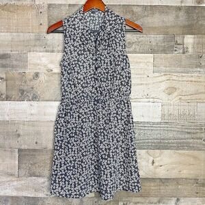 BeBop‎ Womens Dress Size S Black & White Floral Dots Sleeveless Collared Y2K